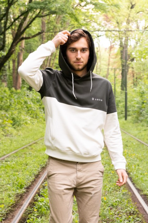 Lucid Collective mannen vegan Hoodie Unisex Act Zwart/CrÃ¨me