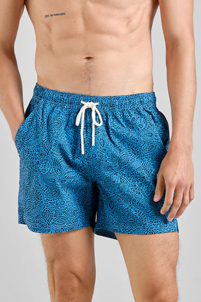 DEDICATED mannen vegan Zwemshort Birka Paisley Blauw