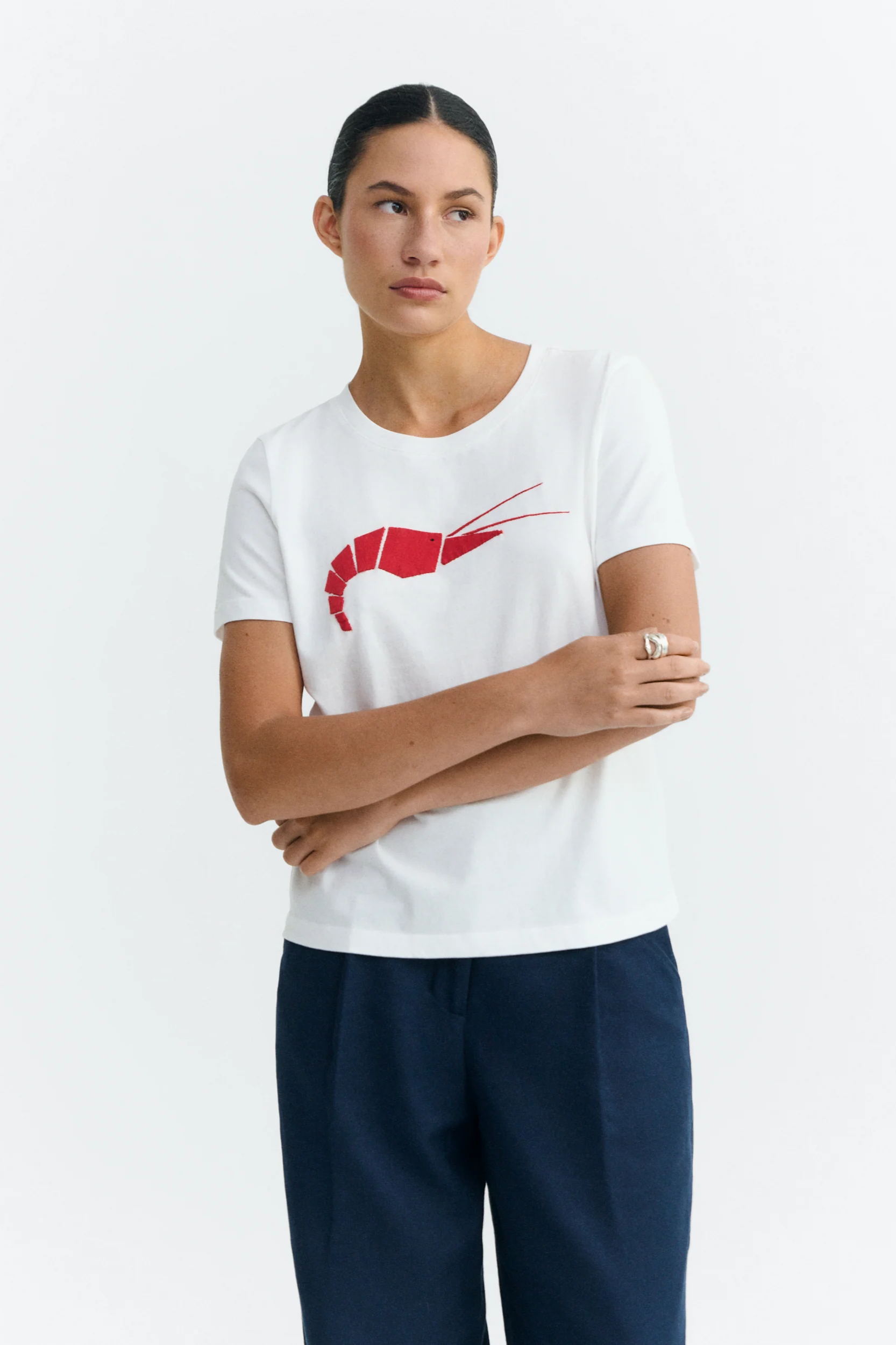 Thinking MU  T-Shirt Met Patches Van Origami Ida White