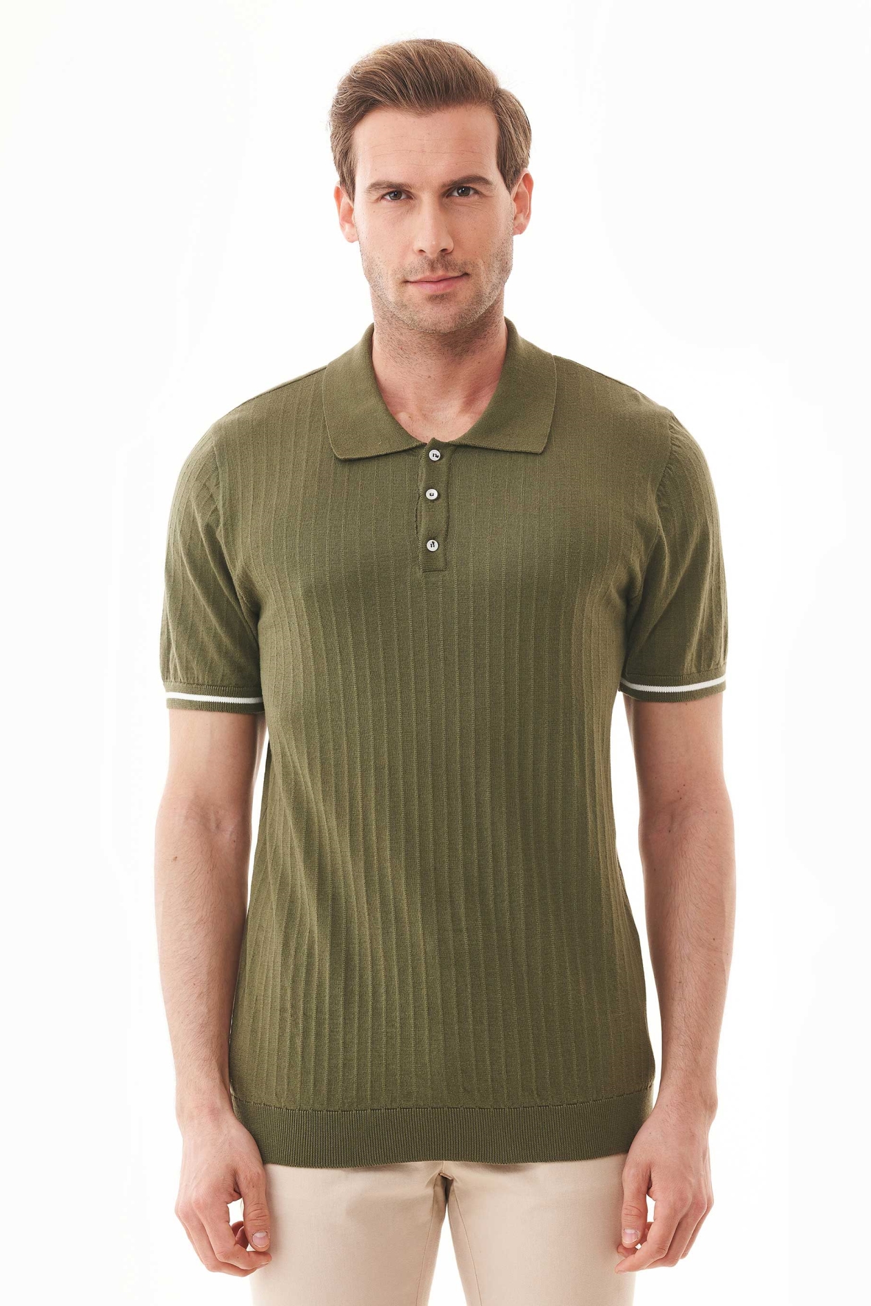 ORGANICATION mannen vegan Poloshirt Knit Kaki Groen