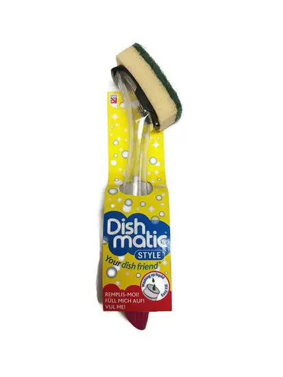Dishmatic afwasborstel met schuurspons en dispenser