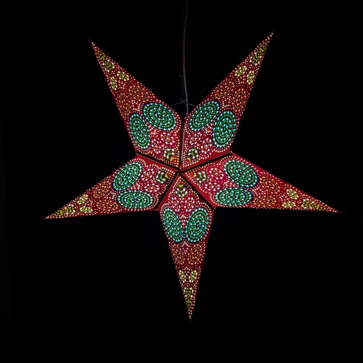 Papieren kerstster Ø60 cm met verlichting - Goa multicolour/groen