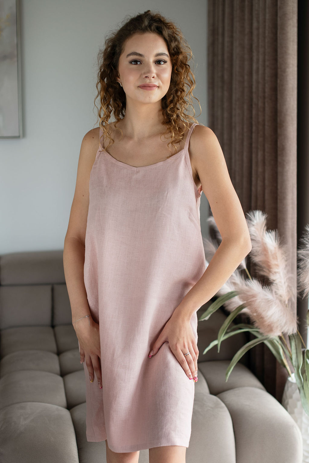 Amber Linen  Nachthemd Lisa Dusty Rose Pink