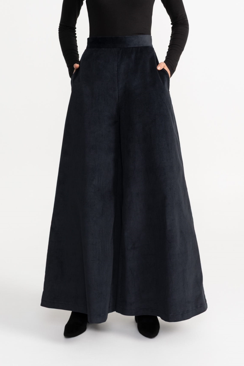 De IONESCU  Broek Palazzo Corduroy Marineblauw
