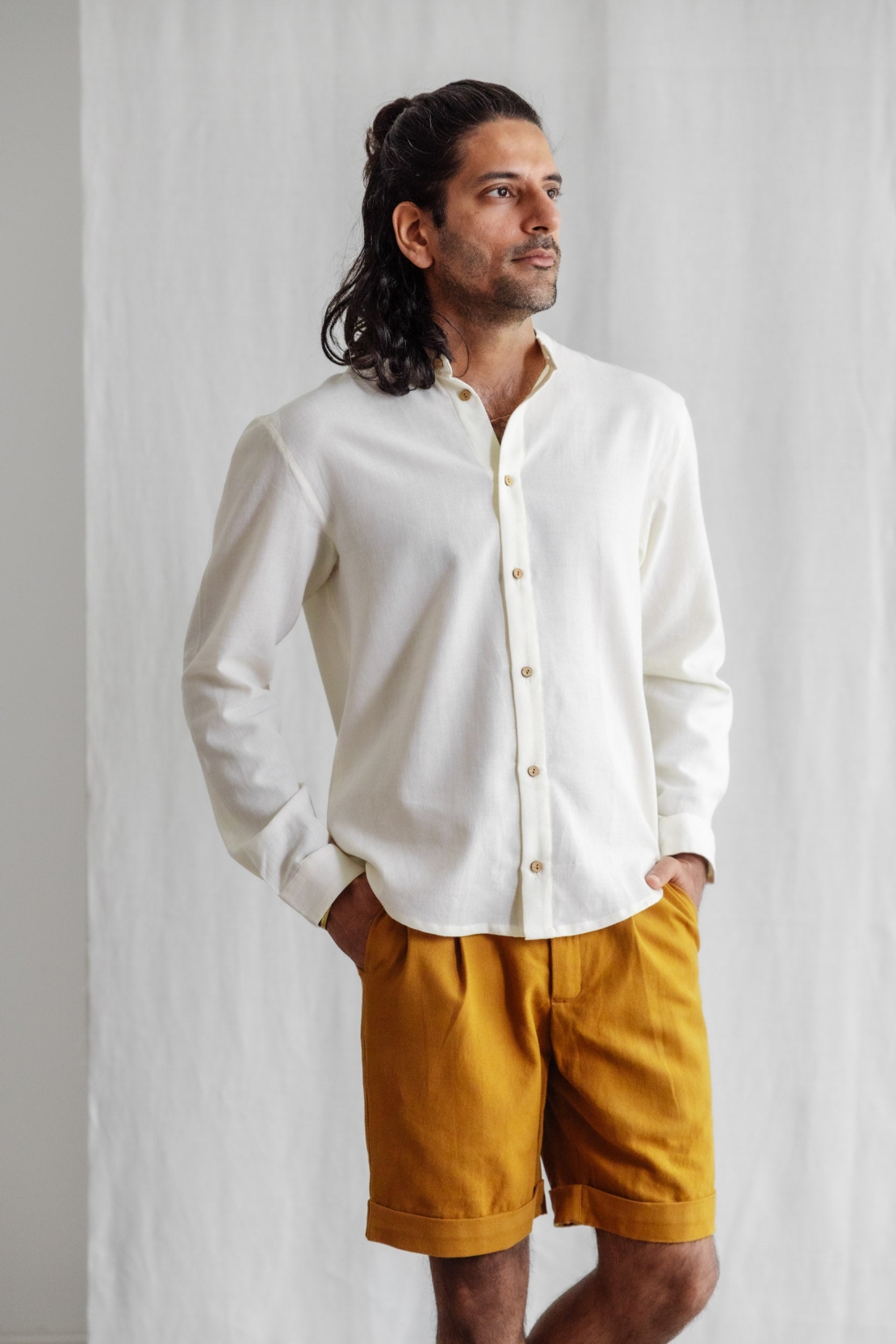 Jyoti - Fair Works mannen vegan Shirt Harish CrÃ¨me