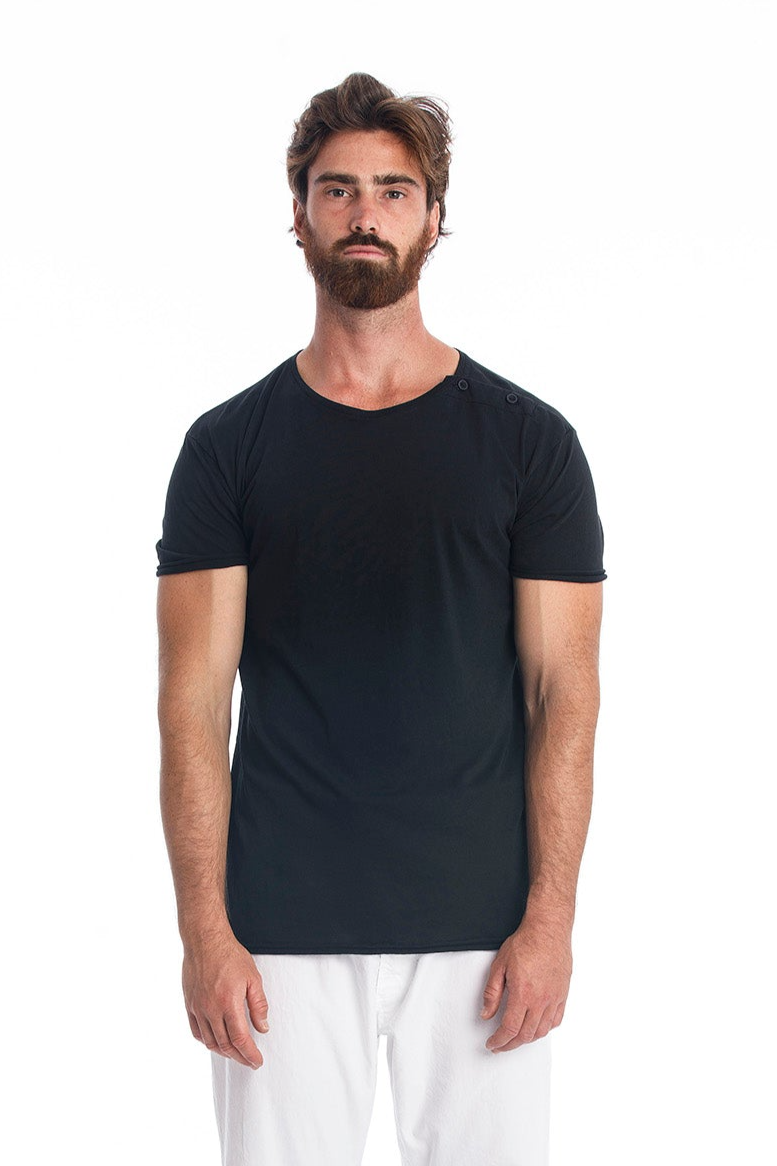 RAVENS VIEW IBIZA mannen vegan T-Shirt Egan Knoop Zwart