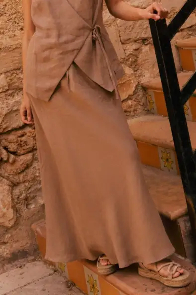 AmourLinen  Rok Slip Ciara Rosy Brown