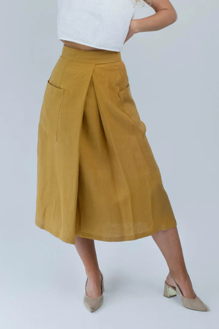 Amber Linen  Wikkelrok Mosterdgeel