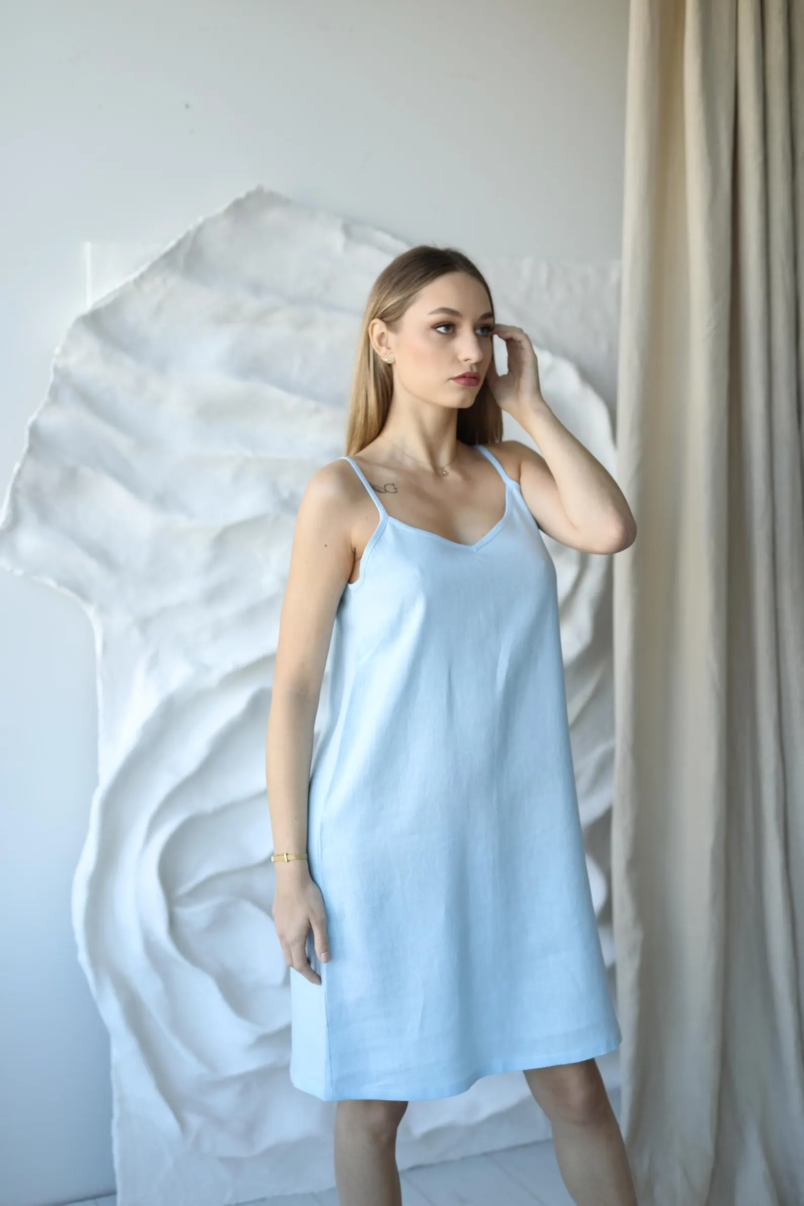 Amber Linen  Nachthemd Lisa Hemelsblauw