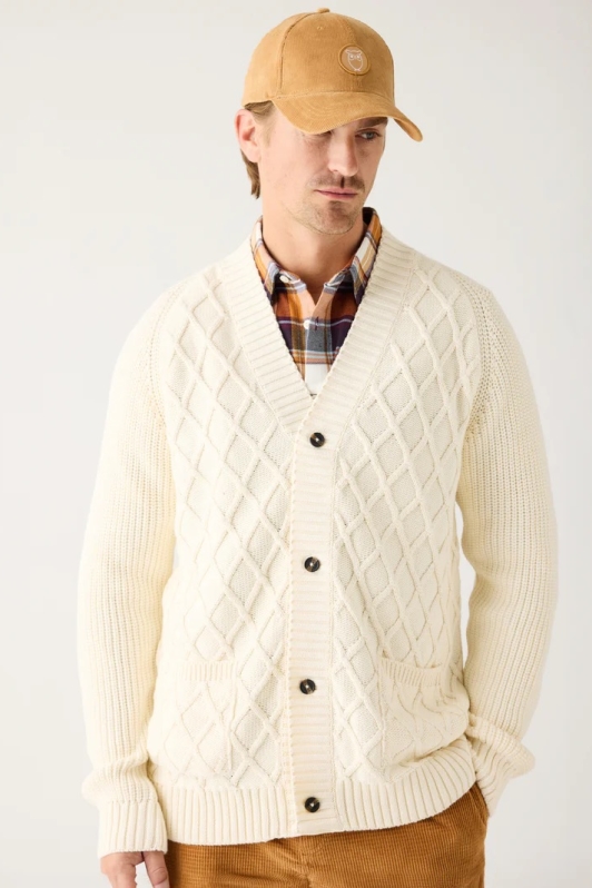 KnowledgeCotton Apparel mannen vegan Gebreid Vest Diamond Egret White
