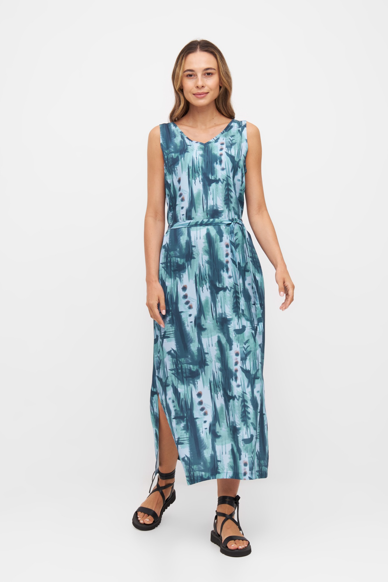 Widda  Jurk Vani Aquarelle Print Blauw