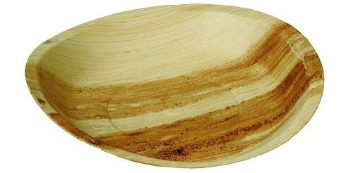 Palmblad wegwerpbord rond medium 22cm, pak 25 stuks