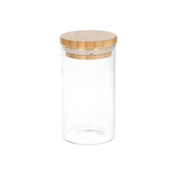 Kruidenpotje rond, glas met bamboe dop, 120 ml