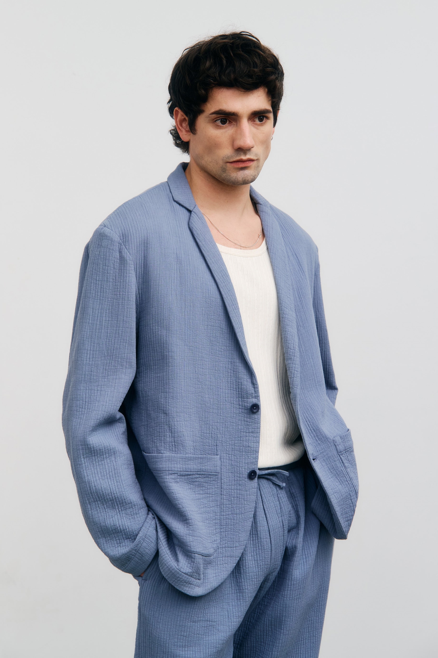 Rotholz mannen vegan Blazer Werkkleding Steenblauw