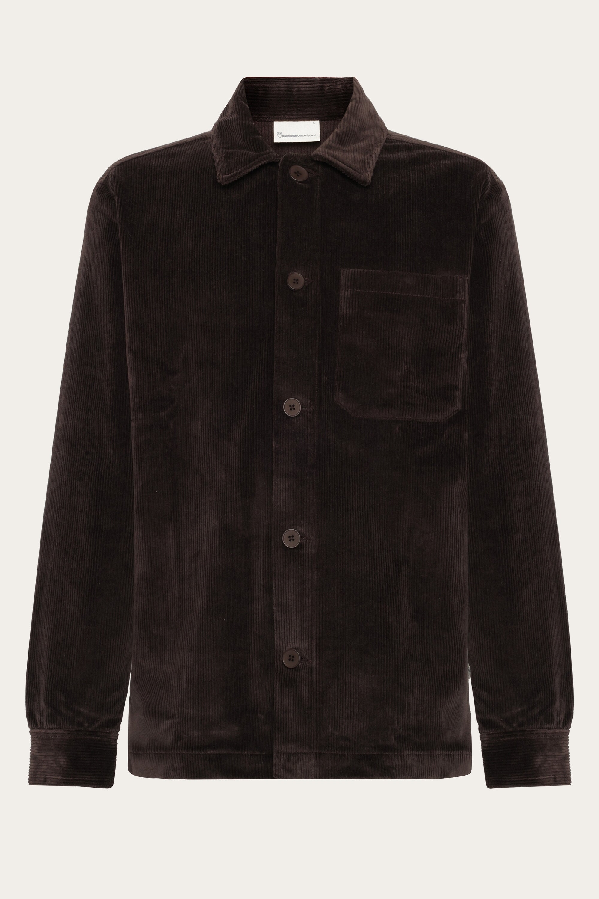 KnowledgeCotton Apparel mannen vegan Overshirt Corduroy 8 Wales Chocoladetaart