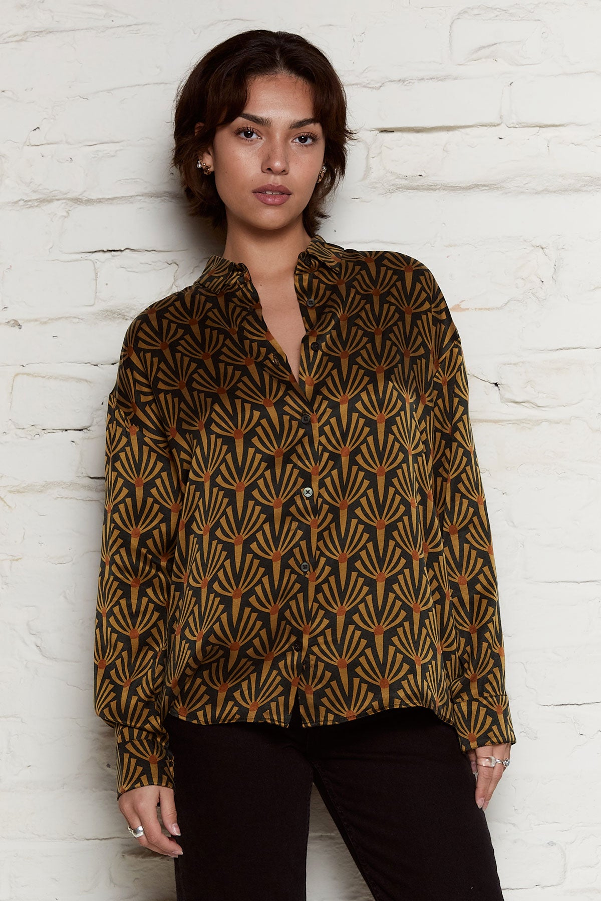 Yahmo  Shirt Mona Artdeco Bruin/Olijf