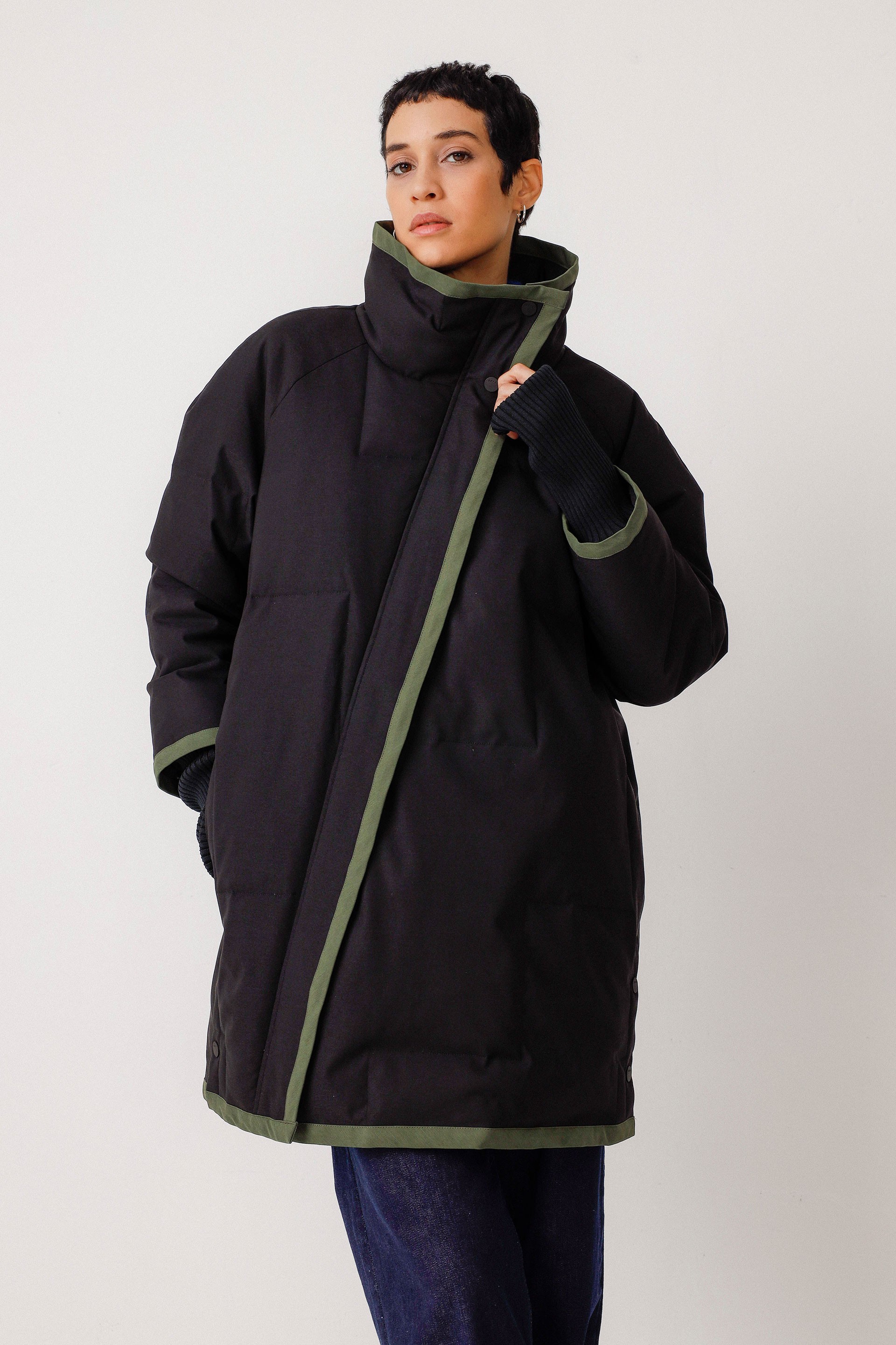 SKFK  Jas Met Oversized Kraag, Sorkun Zwart
