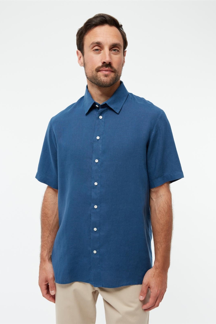 Givn mannen vegan Shirt Met Korte Mouwen Koda Blazing Blue