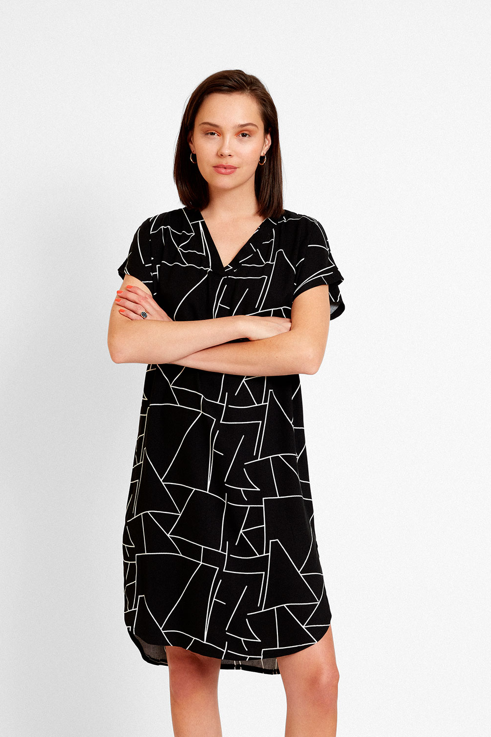 Widda  Blouse Tuniek Nomad Lines Donker Smoky Zwart