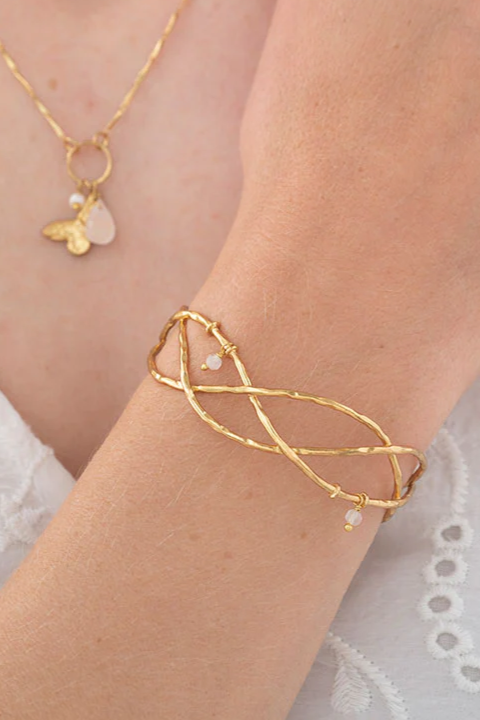 A Beautiful Story  Armband Golf Rozenkwarts Goud