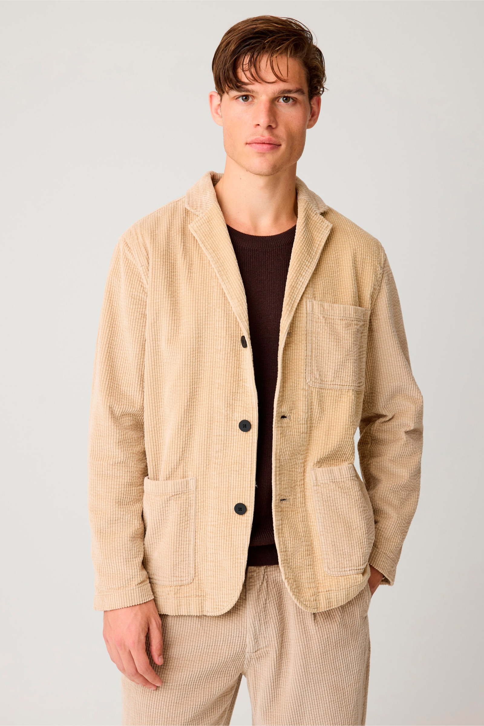 KnowledgeCotton Apparel mannen vegan Blazer Corduroy Licht Verengrijs