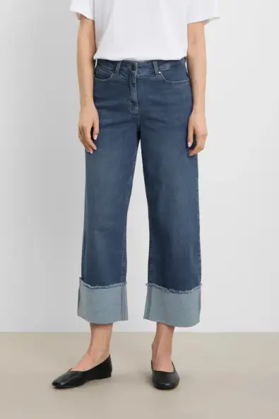 LAURIE  Jeans Carol Turn Up Loose Crop Washed Blue