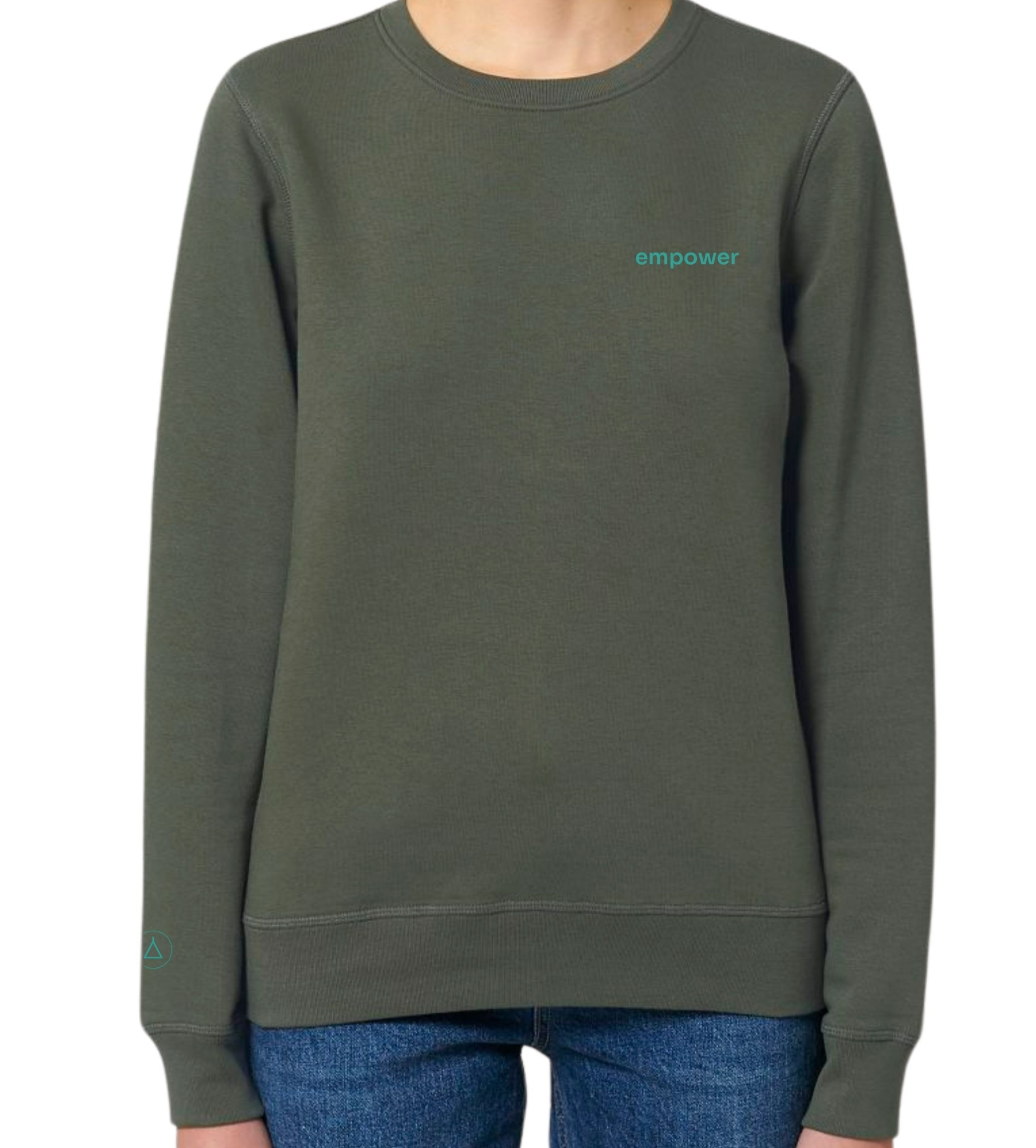 Inaska  Trui Unisex Statement Empower Khaki Turquoise