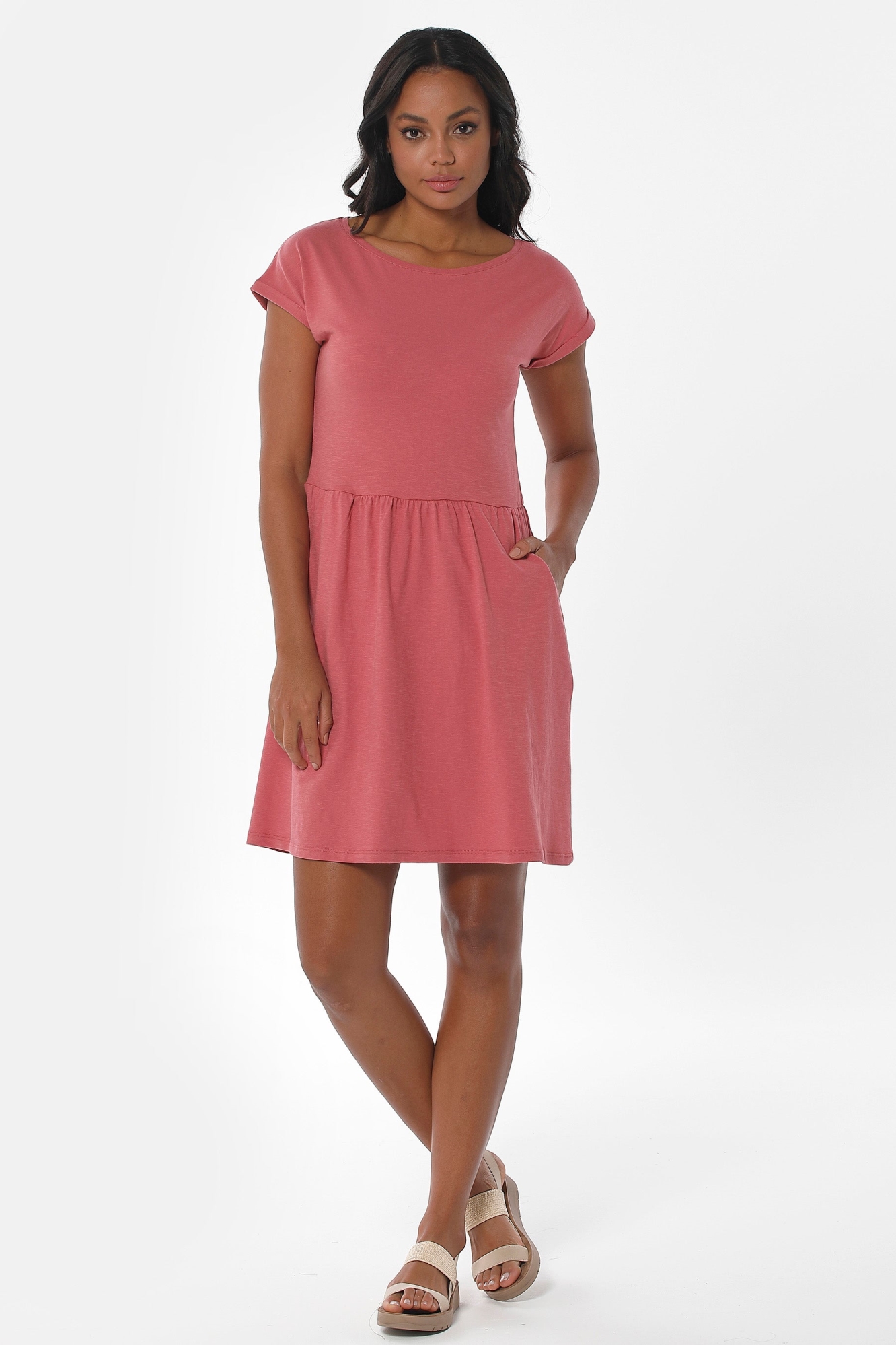 ORGANICATION  Slub Jersey Jurk Roze