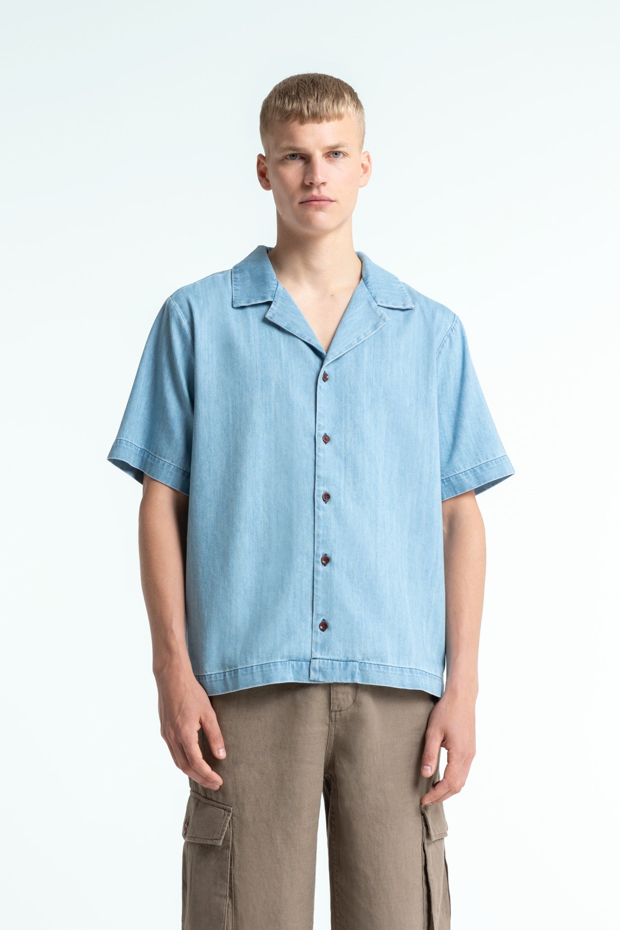 Kings of Indigo mannen vegan Shirt Arkin Alabama Super Lichtblauw