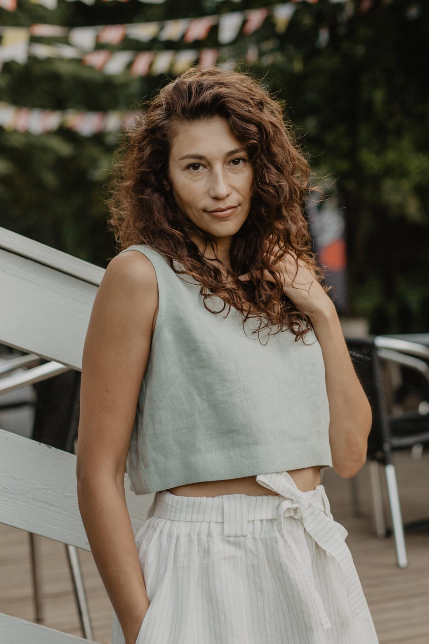 AmourLinen Pippa Crop Top - Lichtgroen