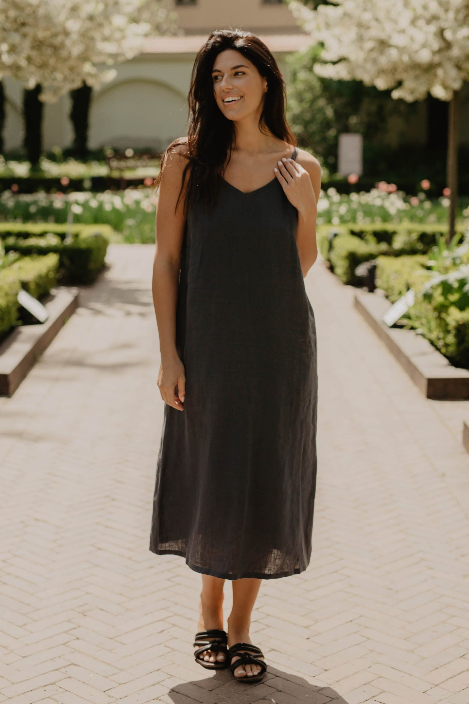AmourLinen  Jurk Jakarta Charcoal