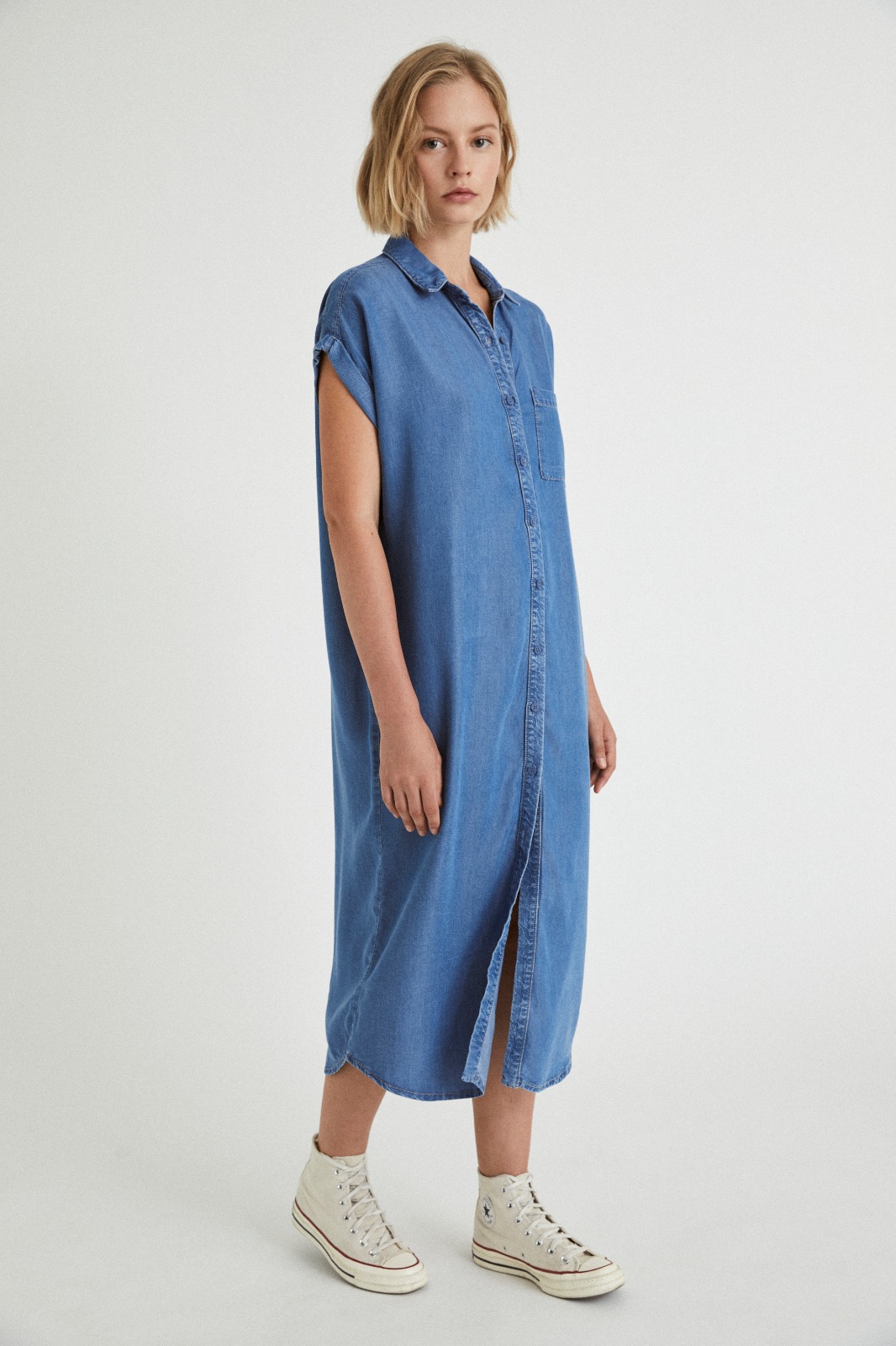 Infinitdenim  Jurk Tencel Roll-Up