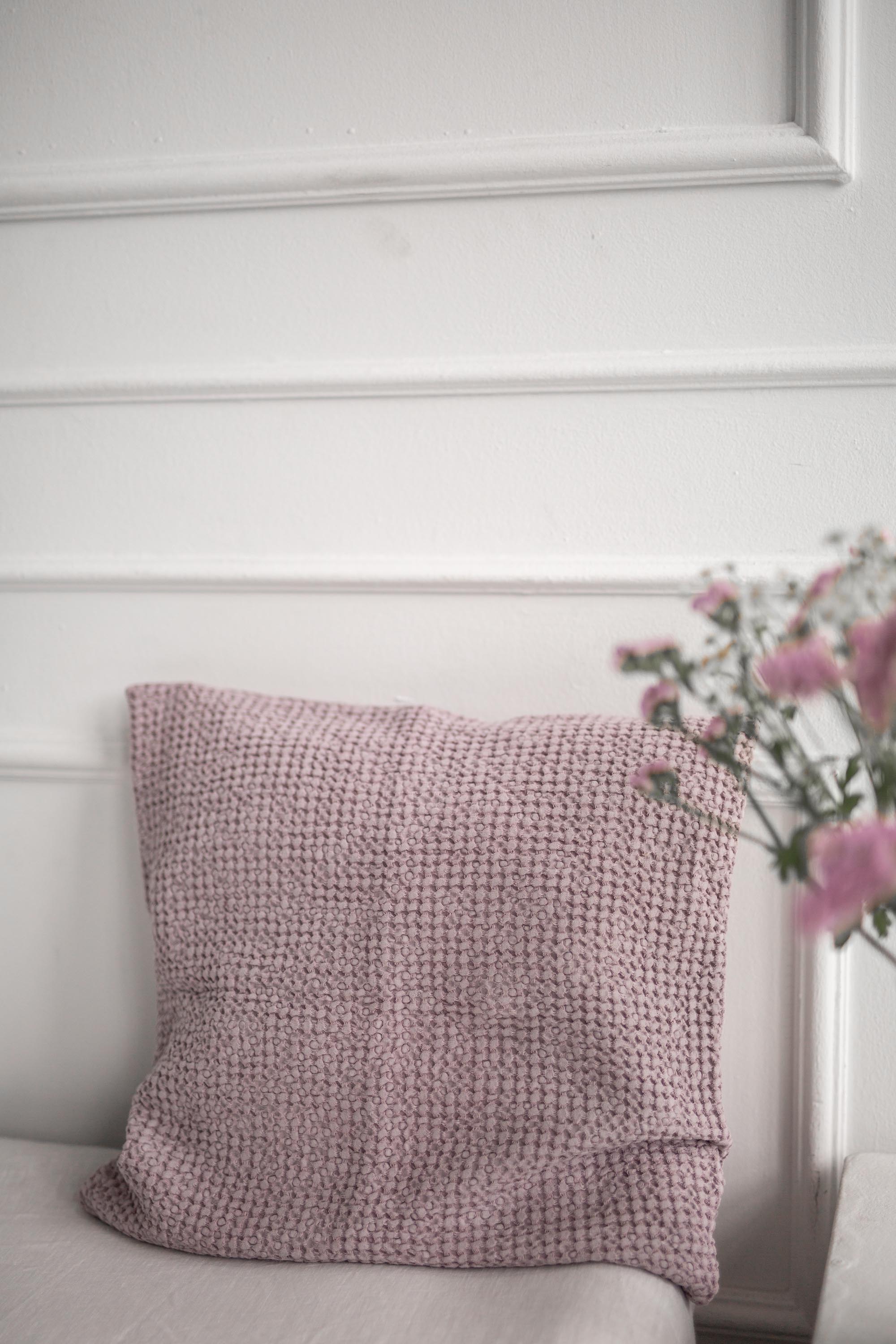 AmourLinen  Linnen Wafelkussensloop Dusty Rose