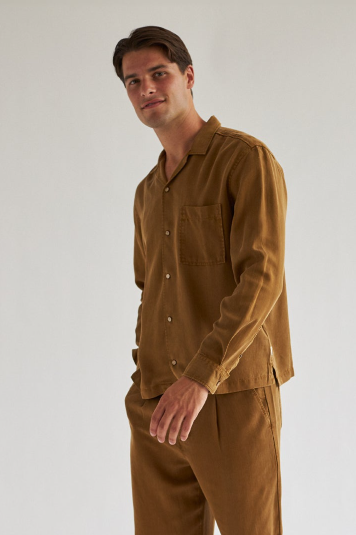 TWOTHIRDS mannen vegan Shirt Nuku Hiva Brons Bruin