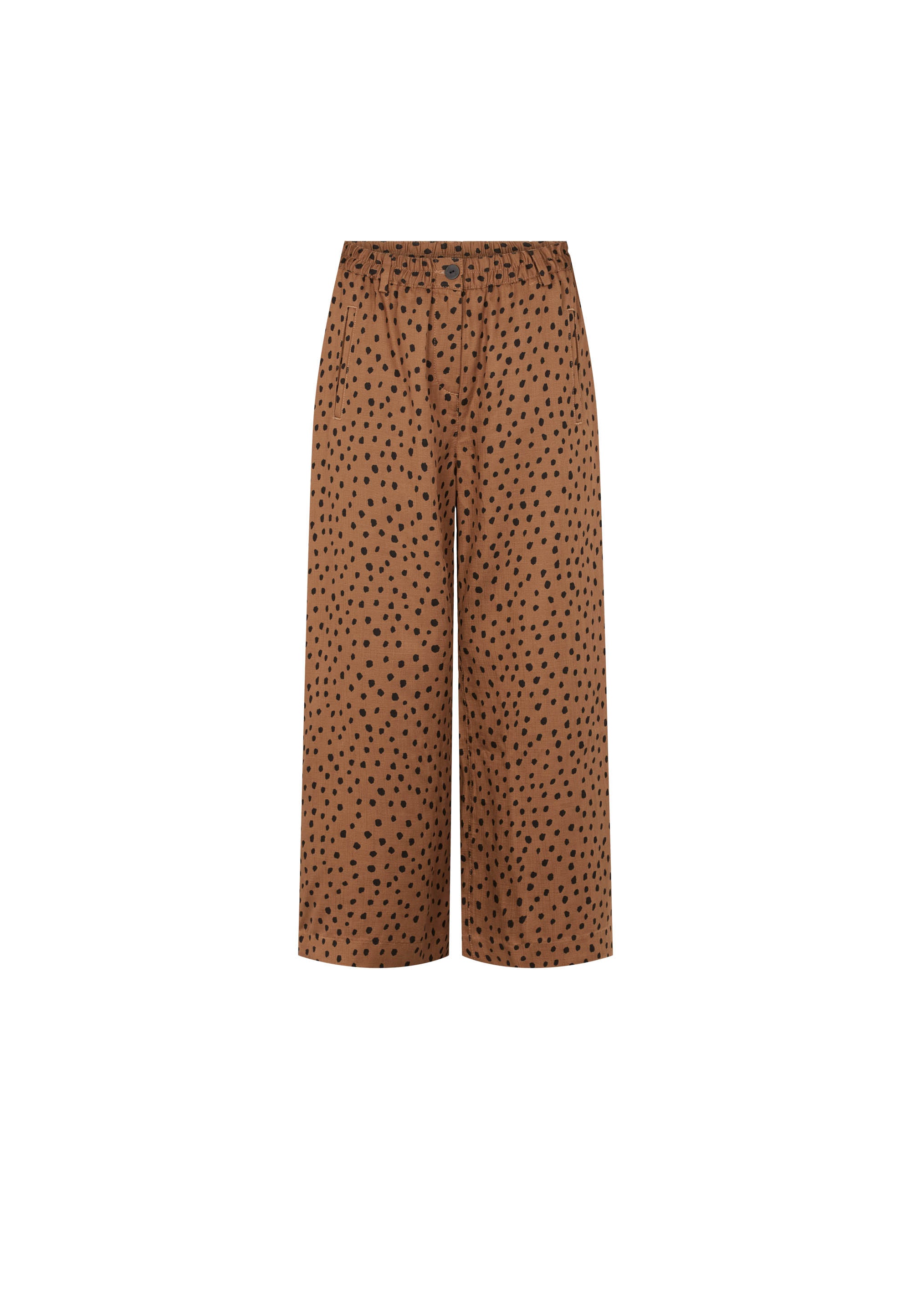 LAURIE  Broek Hilde Loose Crop Camel Print