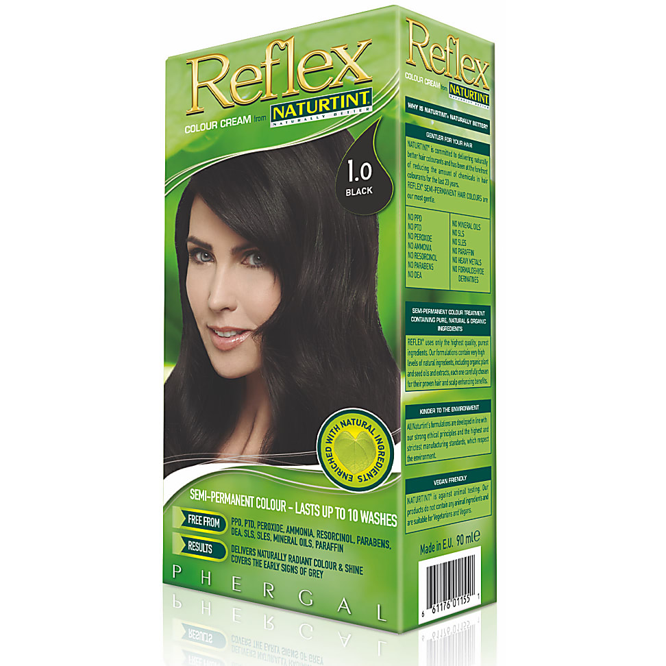 Gedeukt: Naturtint Reflex Semi-Permanente Kleurcreme 1.0 Zwart