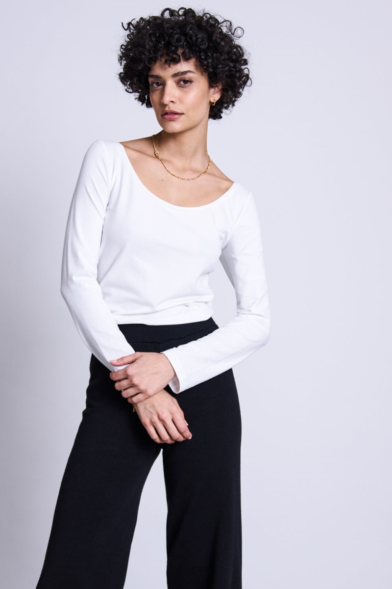 JAN 'N JUNE  T-Shirt Longsleeve Scoop Wit