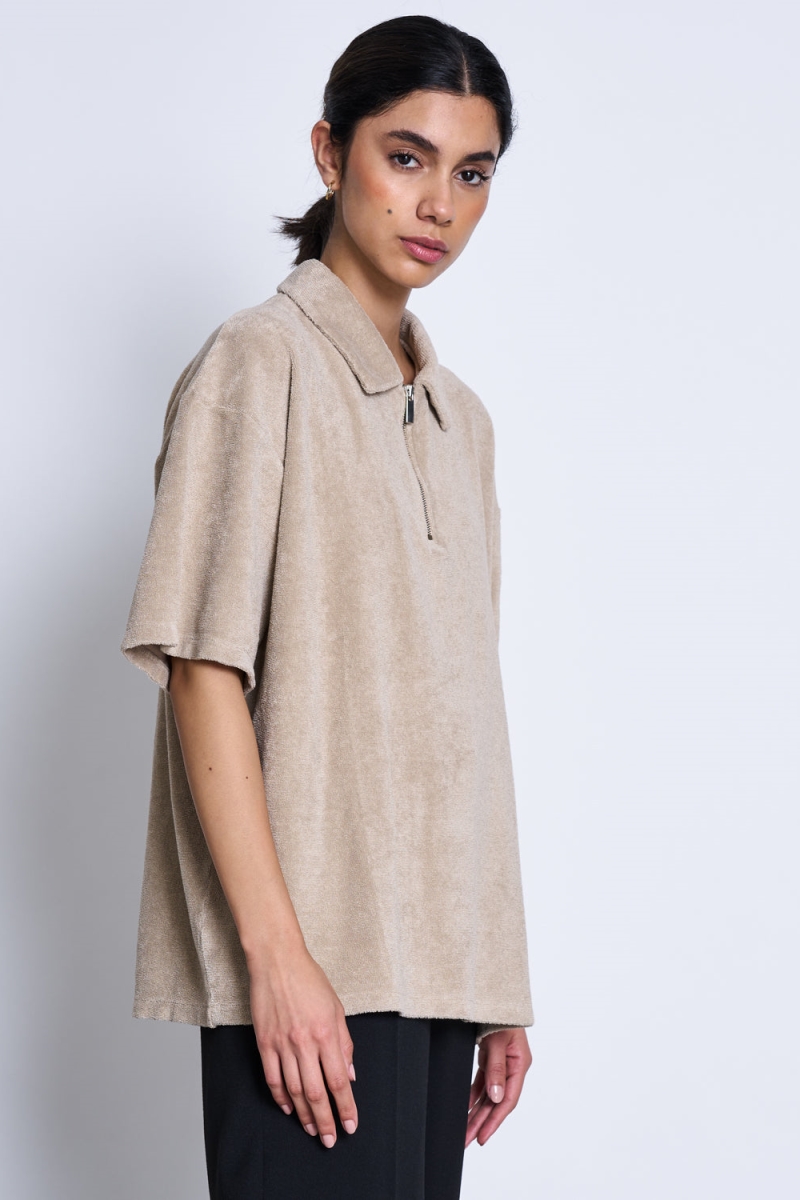 JAN 'N JUNE  T-Shirt Flor Amandelbruin