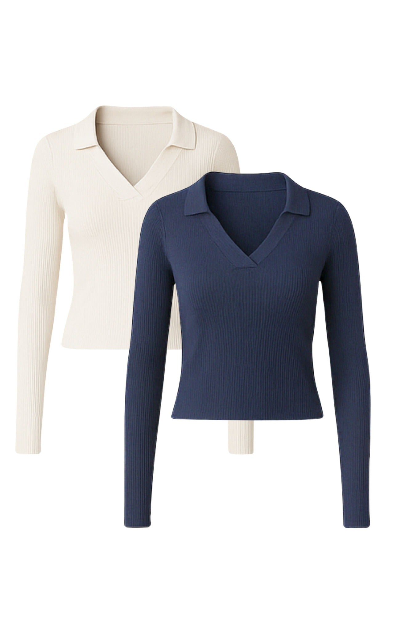 GORG  Multipack 2x Longsleeves Marineblauw/Zachtbeige