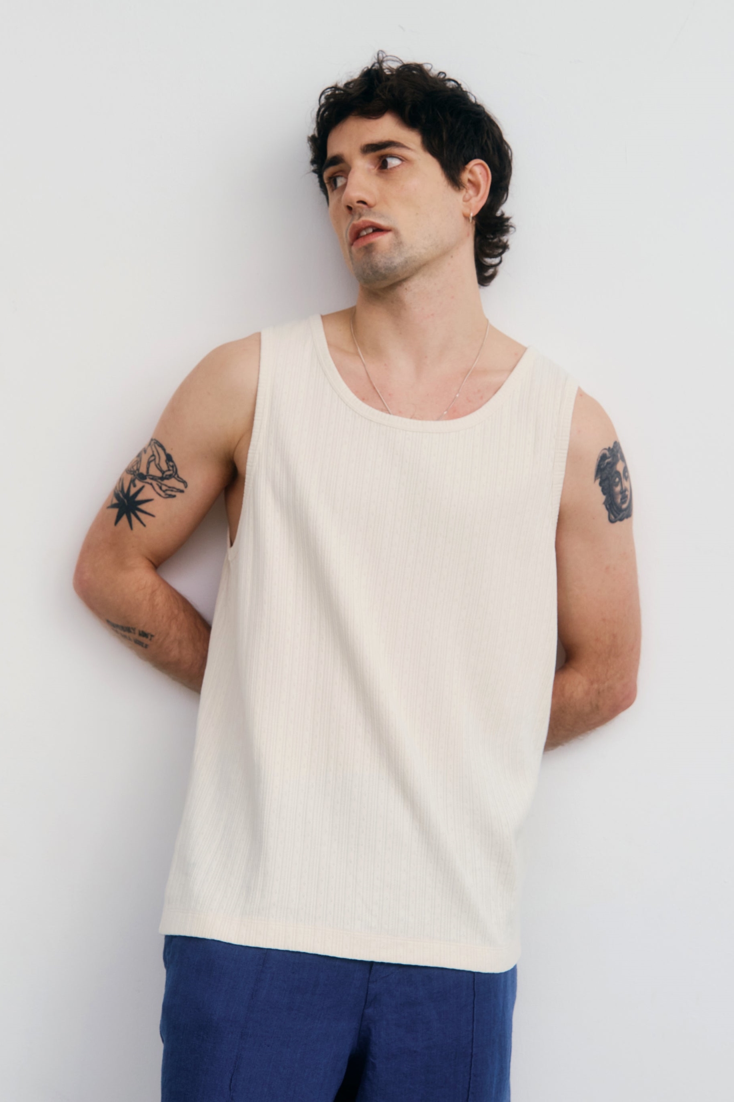 Rotholz mannen vegan Geribbelde Tanktop In Wit