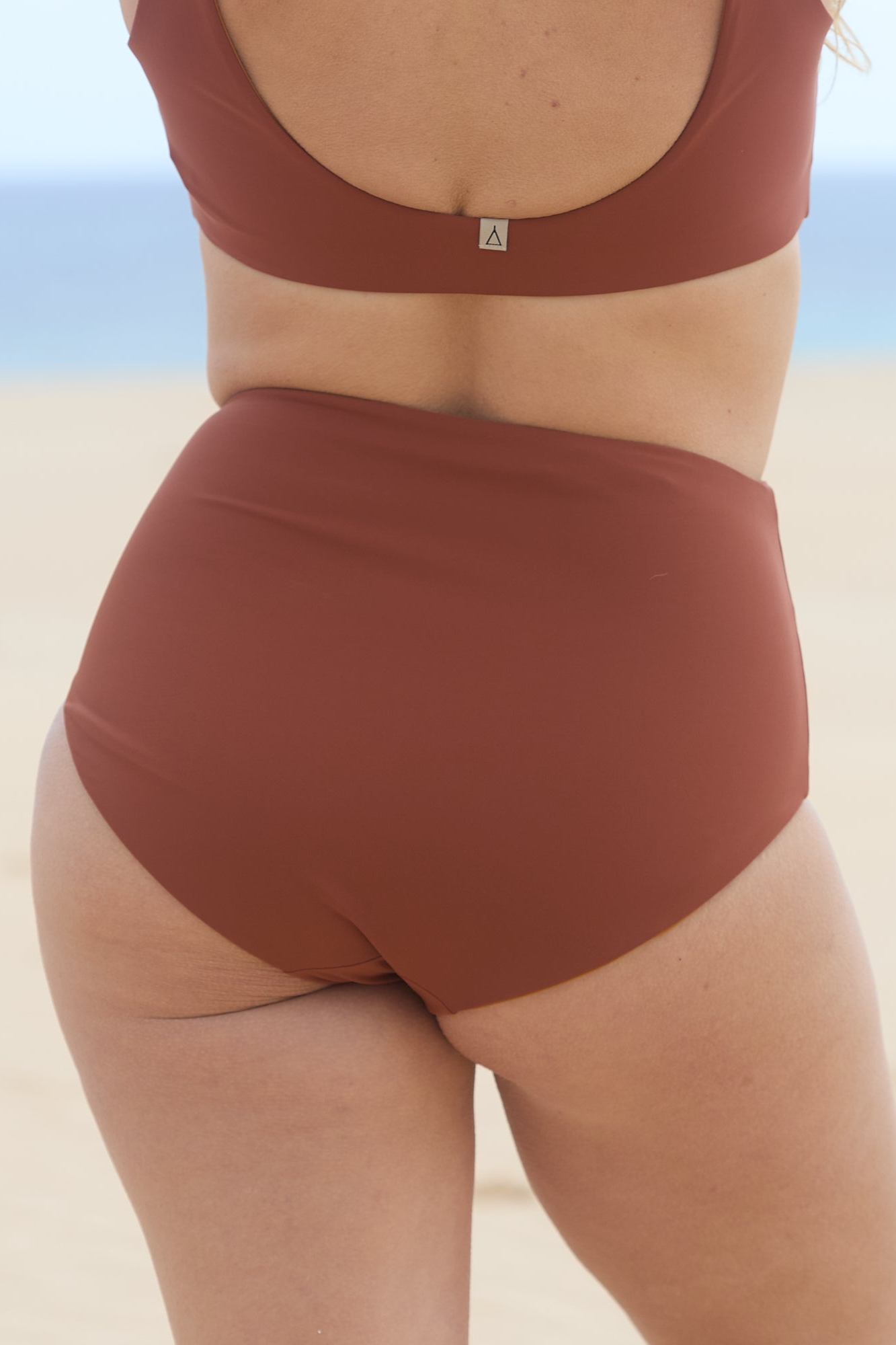 Inaska  Bikinibroekje Omkeerbaar Hoge Taille Puur Oker/Roestbruin