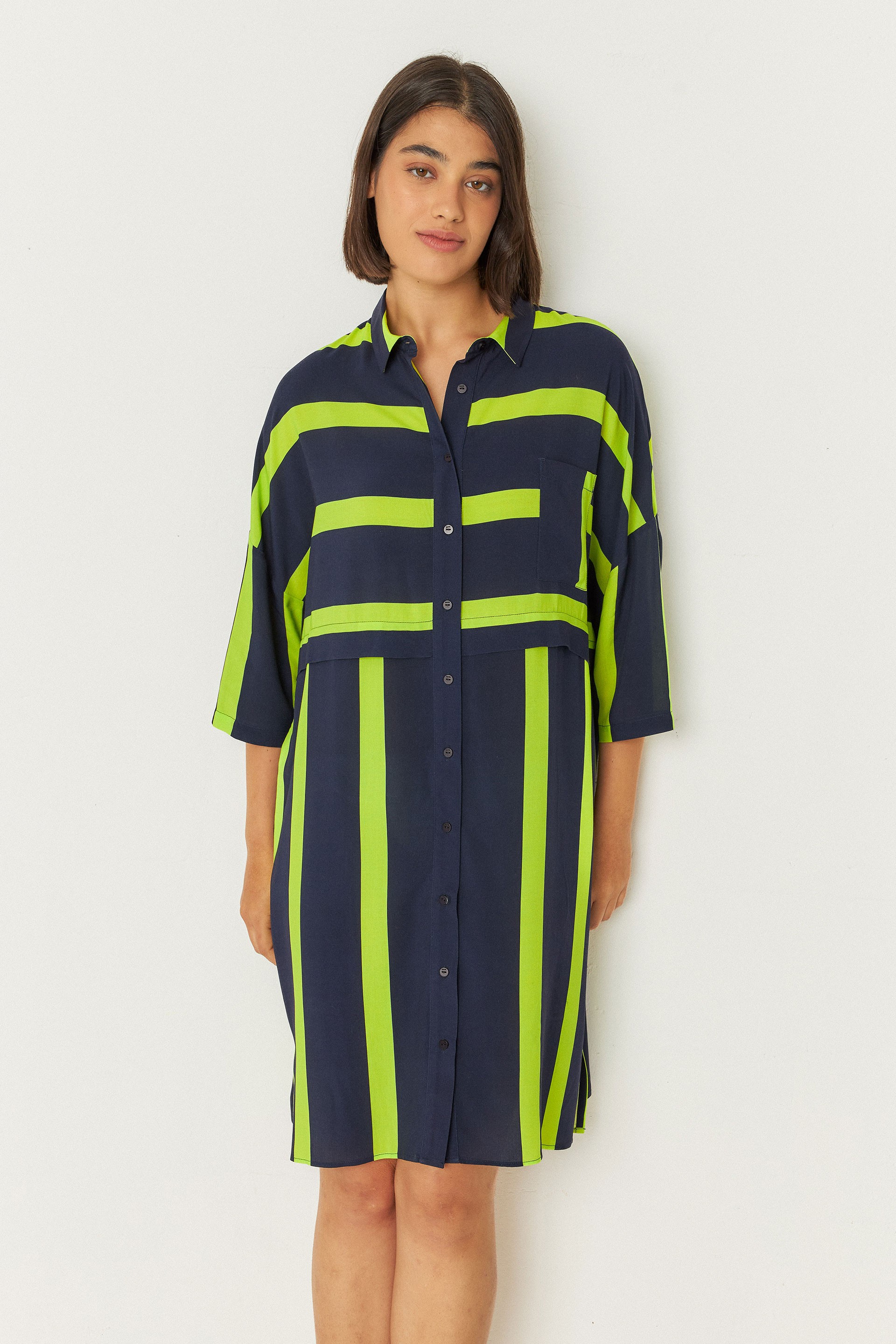 SKFK  Overhemdjurk Lisabe Marineblauw