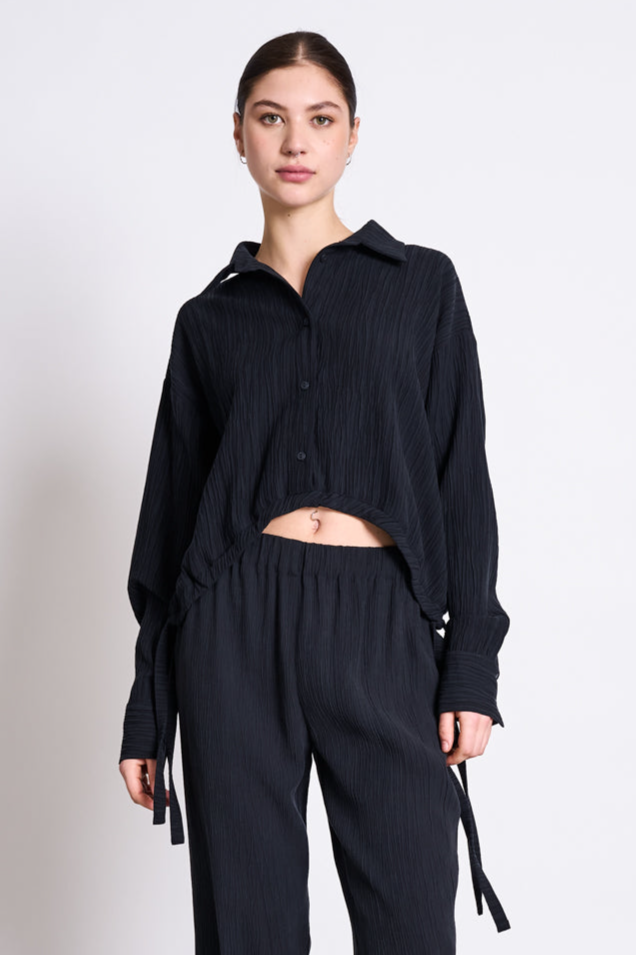 JAN 'N JUNE  Shirt Crinkle Isted Zwart