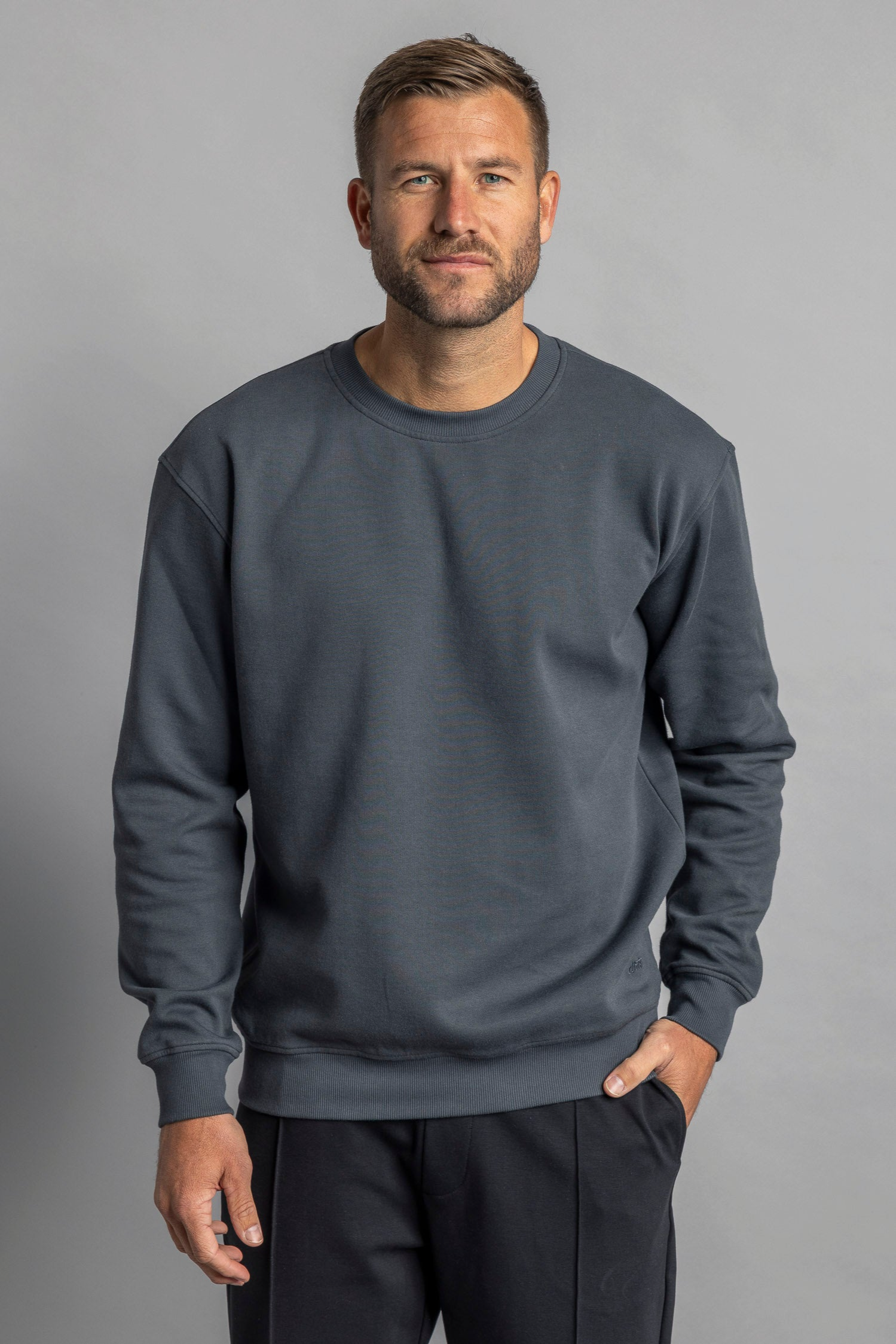 DIRTS mannen vegan Sweatshirt Klassieke Ronde Hals Overgebleven Houtskool