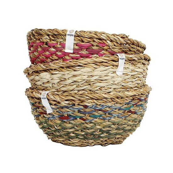 ReSpiin mand van natuurlijk Seagrass en gerecycled sari