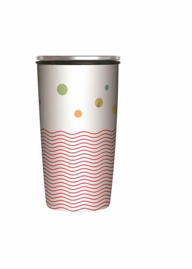 Bamboo Slide Cup koffie to go thermos beker Dots and Waves Gold