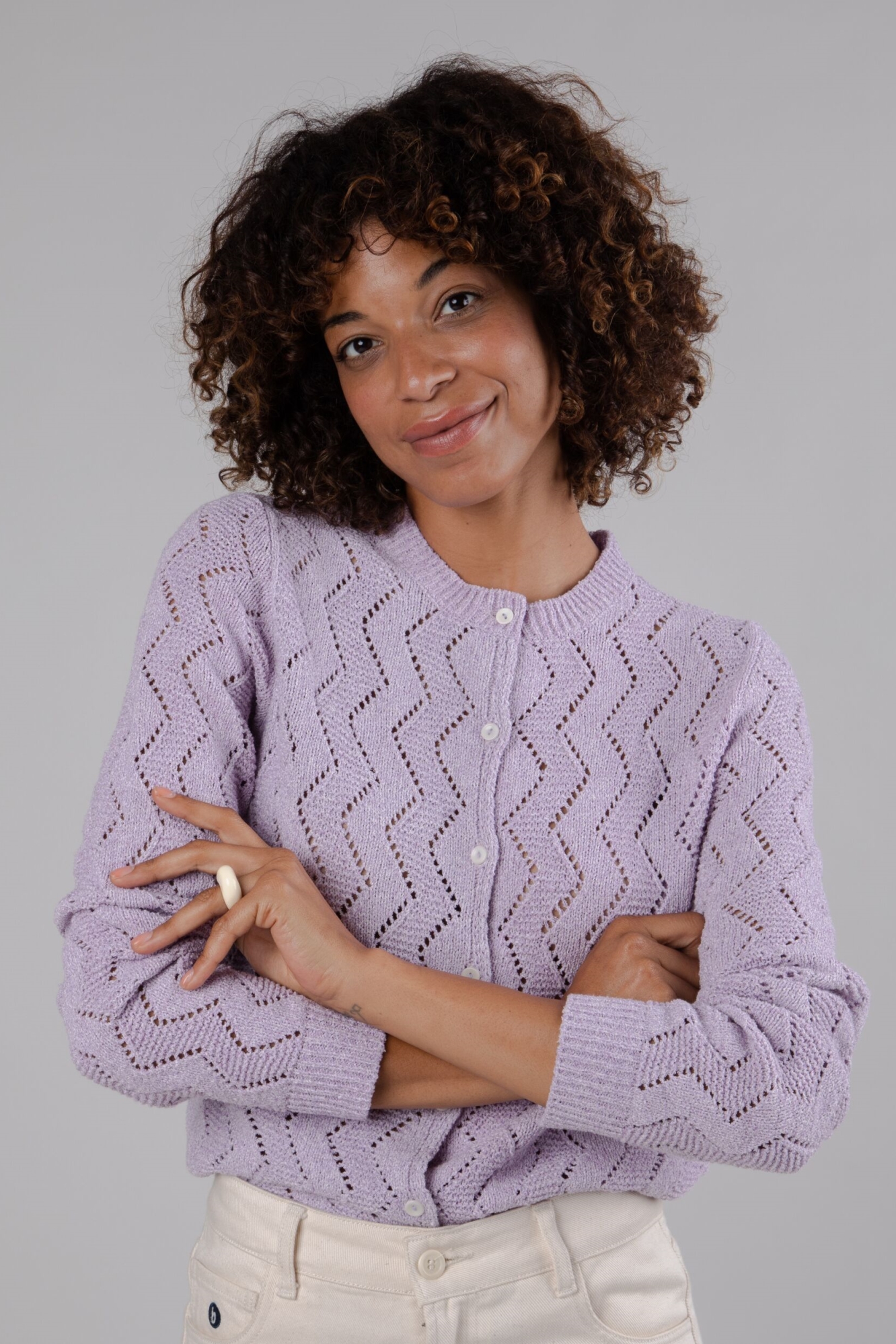 Brava Fabrics  Gatengebreid Vest Lila