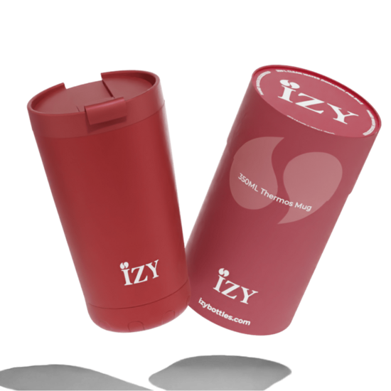 IZY Bottles RVS Coffee Cup Red 350ml - IZY Mug beker in rood
