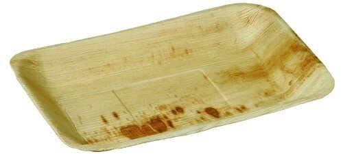 Palmblad bord rechthoekig 16x24cm met hoge rand, pak 25 stuks