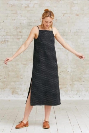 Jyoti Fair Works  Jurk Renu Drops Ikat Zwart